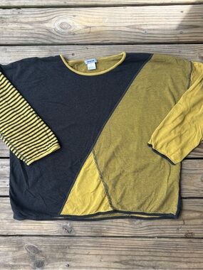 Iridium Black and Yellow Pima Cotton Striped Shirt